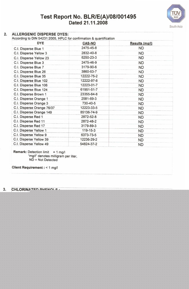 Test Report of the Leather Cords